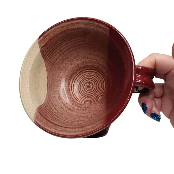 Art Pottery Clay Pottery Unique Soup Bowl Mug Plate Dish One Piece Tri Color - Picture 4 of 16